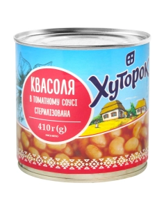 Квасоля в томатному соусі ТМ Хуторок 410г ж/б