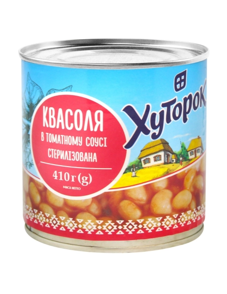 Квасоля в томатному соусі ТМ Хуторок 410г ж/б