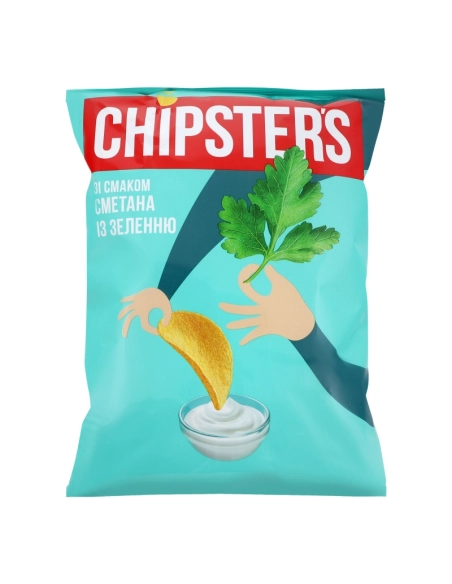 Чіпси ( 120 г)натуральні сметана зелень Chipsters