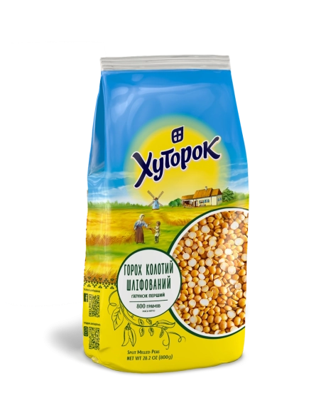 Горох колотий шліфований 800 г ХУТОРОК