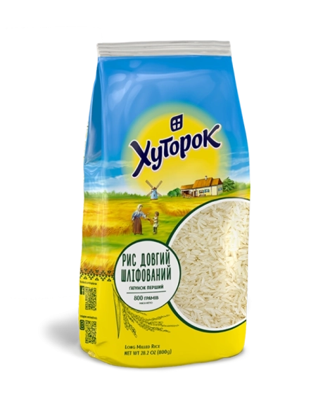 Рис довгий шліфований 800 г ХУТОРОК