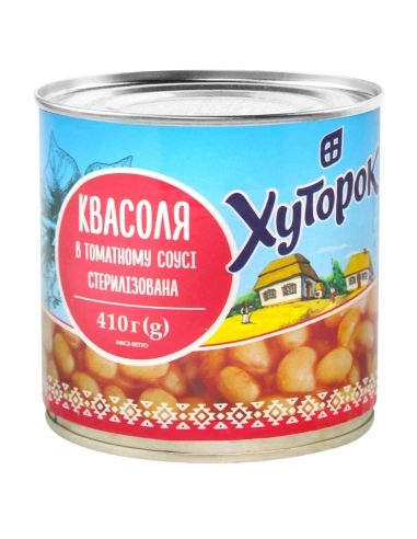 Квасоля в томатному соусі ТМ Хуторок 410г ж/б