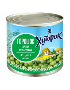 горошок зелений хуторок 410г ж,б