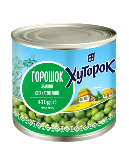 горошок зелений хуторок 410г ж,б