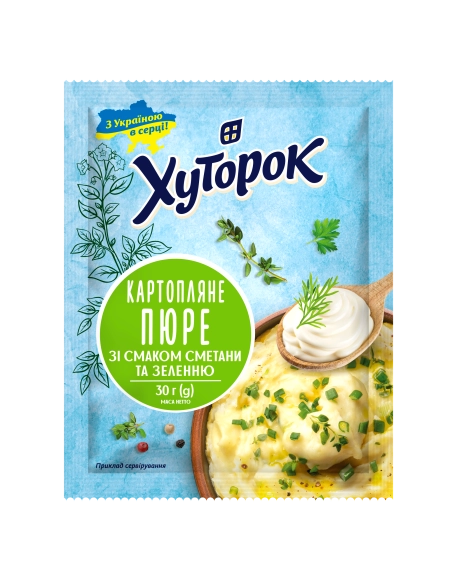 Картопляне пюре зі смаком сметани та зеленню 30г Хуторок