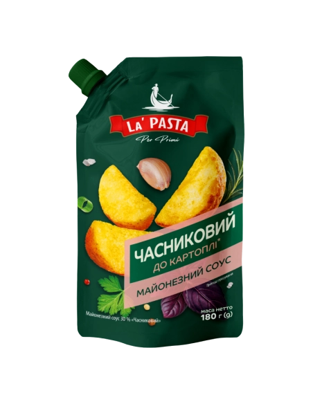 Майонезний соус часниковий 30% ля паста 180г дой пак