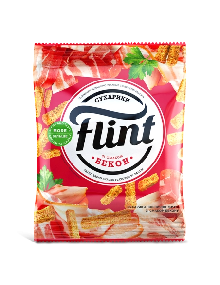 Сухарики зі смаком бекон пшенично житні ТМ Флінт 100г