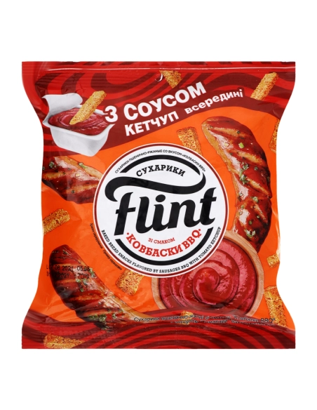 Сухарики зі смаком ковбаски  з кетчупом томатний 14г 65г  пшенично житні ТМ Флінт