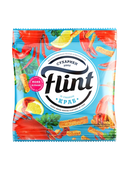 Сухарики зі смаком краб 140г пшенично житні ТМ Флінт