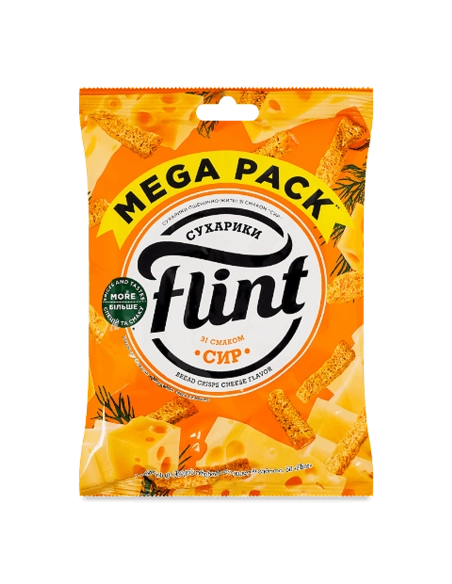 Сухарики зі смаком сиру пшенично житні ТМ Флінт 100г