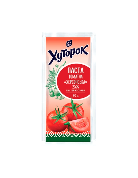 Томатна пастаТрадиційна25% ТМ Хуторок 70г Сашет