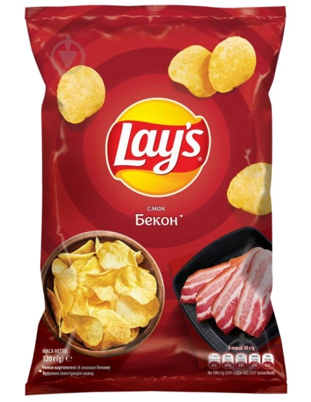 Чіпси зі смаком бекон 120г